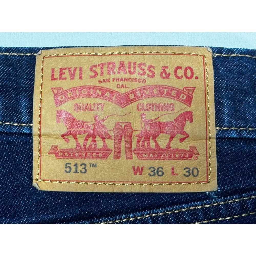 Levi's‎ 513 Men's Slim Straight Leg Blue Denim Jeans - Size 36x30 (36x31) - Picture 3 of 6
